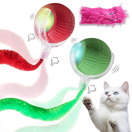 NVTED 2 PCS Interactive Cat Toys for Indoor Cats, Fast Rolling on Carpet Flash and Motion Activated Cat Balls for Bored Indoor Cats