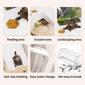 Turtle Fish Tank with Basking Platform and Bottom Drainage, 11.8" x 7" x 7.3" Aquatic Turtle Tank for Juvenile Turtle, C