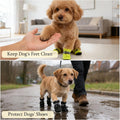 Andiker 4 Pcs Dog Shoes, Soft Breathable Dog Boots with Adjustable Drawstring Non-Slip Sole Easy to Clean Dog Paw Protec