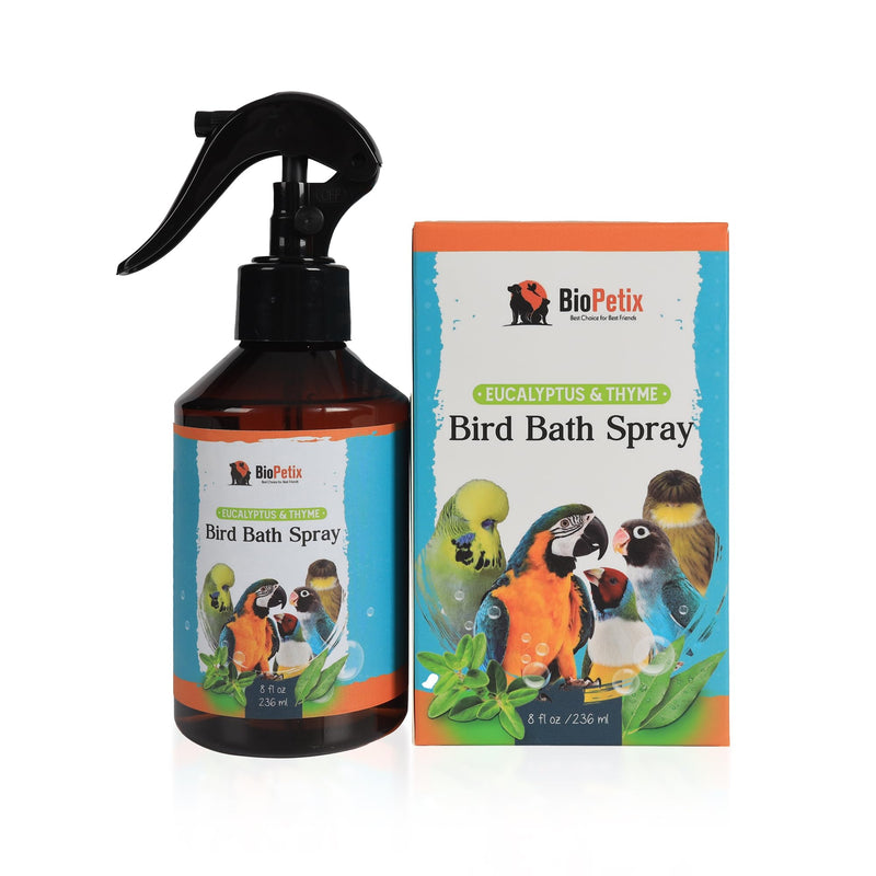 BioPetix Bird Bath Spray for Parrots & All Birds – Helps Soothe Dry, Itchy Skin & Support Healthy Feathers – Herbal Eucalyptus & Thyme Formula, No Essential Oils – 8 Fl Oz Bird Mist