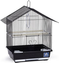 Prevue Pet Parakeet Manor Bird Cage with Handle - Versatile Carrier for Home or Travel, Small Bird Accessories, Easy Storage, Ideal for Canaries, Budgies, Finches, Parakeets, and More - Black