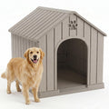 EFU Large Dog House Outdoor Indoor, Waterproof Dog House with Air Vents and Elevated Floor, Weatherproof Dog Kennel for Small - Large Dogs, Durable Pet Shelter for Patio Yard Porch, Grey