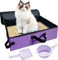 Large Portable Cat Travel Litter Box with Lid,Silicone Folding Bowl & Little Scooper, Leak-Proof and Foldable Travel Cat
