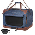 Petseek Extra Large Cat Carrier Soft Sided, Portable Small Dog Carrier for 2 Cats, 24"x16.5"x16" Car Travel Folding Comfortable Design, Navy