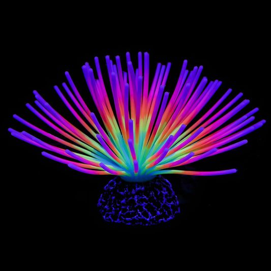 Uniclife Aquarium Imitative Rainbow Sea Urchin Ball Artificial Silicone Ornament with Glowing Effect for Fish Tank Lands
