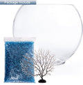 Okllen Mini Glass Fish Bowl, Oblate Small Fish Tank with Blue Aquarium Decor Sands and Plastic Coral Branch Tree Ornamen