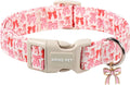 ARING PET Girl Dog Collar, Cute Spring Summer Pink Bow Puppy Pet Collars Necklace for Small Medium Large Female Dogs-M
