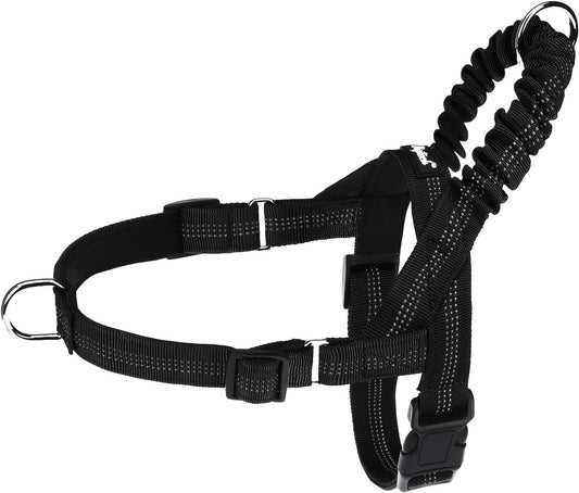 PUPTECK No Pull Dog Harness Small Sized Dog, Adjustable Reflective Pet Vest Harness with Bungee Handle, Escape Proof No Choke Harness for Small Dogs Walking Training, Black S