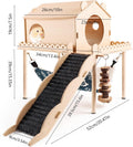 Guinea Pig Hideout Wooden Hamster Castle with Stair Hammock House