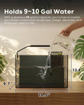 10 Gallon Aquarium Set Glass Fish Tank, Heater Self Cleaning System Filter with Media Bright Light Cleaning Tool, Leak-P