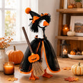 7inch Desk Goose Halloween Outfits, Mini Desktop Goose Clothes with Halloween Witch Hat, Black Cape & Pumpkin Broom Deco