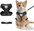 Black Cat Harness and Leash Set, Soft Mesh Adjustable Reflective, Size S