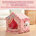 Jiupety Indoor Dog House with Frame,Cute Dog Tent Bed with Cover Cave