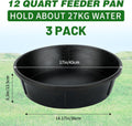 3Pcs Heavy Duty Rubber Feed Pan, 12Q/3Gal Horse Feed Bucket