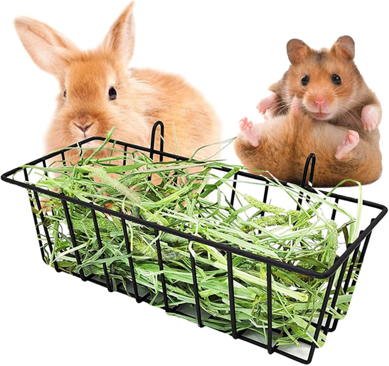 Hay Feeder for Rabbit, Guinea Pig, Bunny, Chinchilla, Heavy-Duty Metal Frame Hay Feeder, Small Animal Basket with Hook M