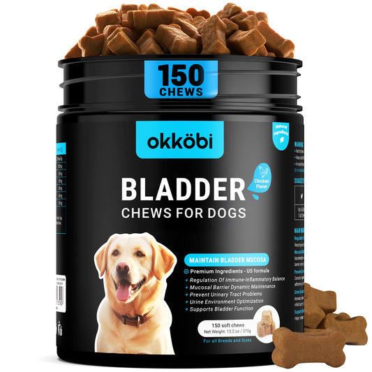 Dog Bladder Chews - Urinary Tract Support for Dogs with Cranberry & D-Mannose - Canine UTI Soft Chews for Healthy Bladder & Kidney Function, Chicken - 150 Count