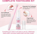 Dental Care Kit – Cat Toothbrush and Toothpaste – Enzymatic & No Added Flavor – Fights Plaque, Tartar & Bad Breath – Soft-Bristled Toothbrush & Finger Brush – For Sensitive Cats & Kittens, 1.06 oz