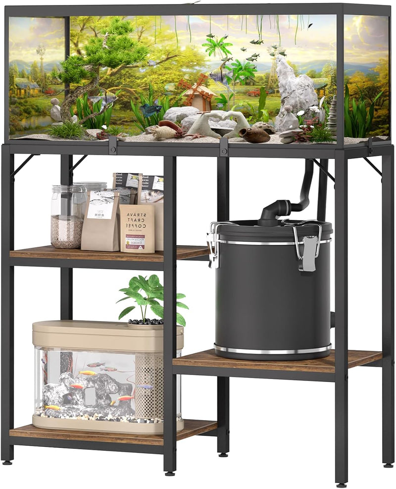 20 Gallon Fish Tank Stand with Storage, Aquarium Stand for 20 Gallon Tanks, Heavy Duty Metal Frame with 3 Engineered Woo