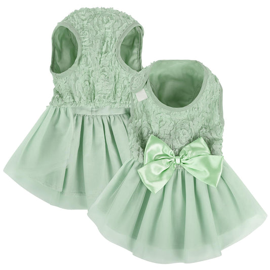 ASENKU Dog Dress Pet Wedding Dress Princess Lace Puppy Birthday Party Outfit Formal Apparel Girl for Small Medium Dogs Cats (Small, Green)
