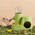 3 in 1 Hamster Water Bottle No Drip Automatic Leakproof Dispenser with Food Container and Hideout Base for Gerbil Rat Dw