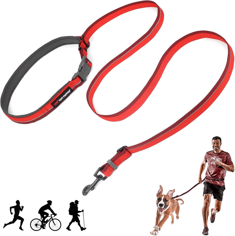 Tuff Pupper Hands Free Adjustable Length Dog Leash | Lightweight for Running Jogging Walking | Padded Waist Belt (24-50 