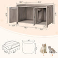 MAHANCRIS Cat Litter Box Enclosure, Hidden Litter Box Furniture with Divider, Indoor Cat House, Wooden Cat Washroom Stor