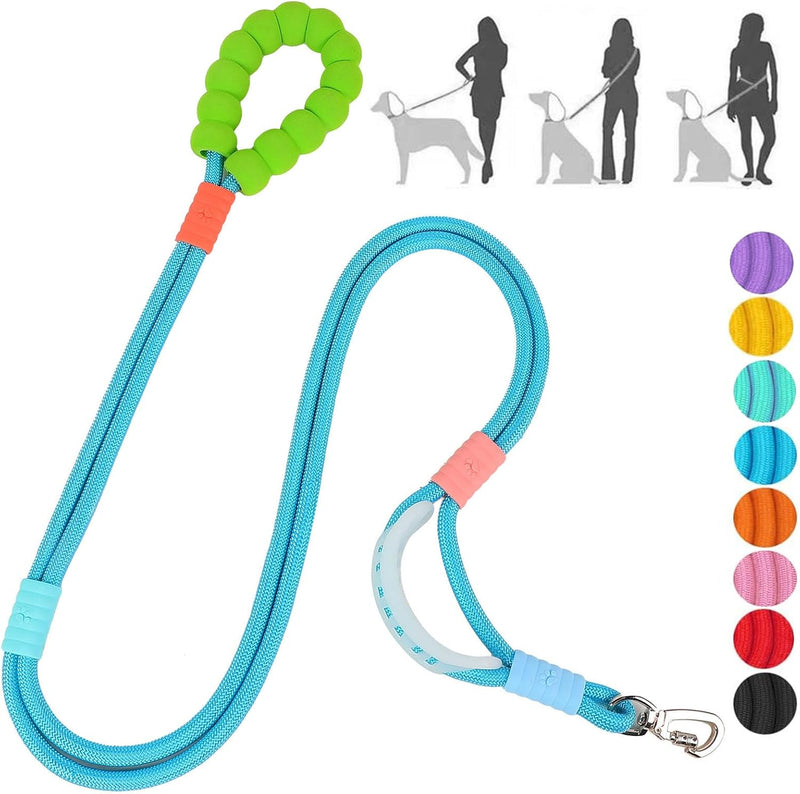 JSXD 5 FT Heavy Duty Dog Training Leash - Double Handle Comfortable Padded Hands Free, Adjustable Crossbody Waist for Sm
