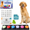 A-URA Dog Talking Buttons for Communication – 6 Recordable Dog Buttons with Anti-Slip Mat, Word Stickers, Training Guide & Video | Dog Communication Buttons for Potty Training, Daily Needs & Behavior