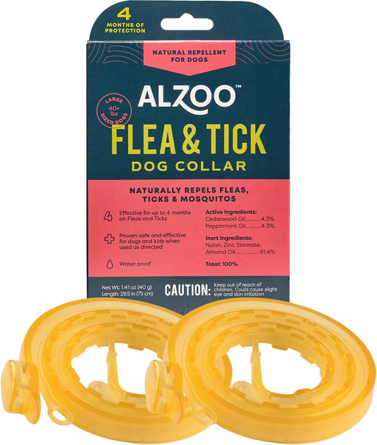 ALZOO Flea & Tick Collar for Dogs, Large 40+ lb