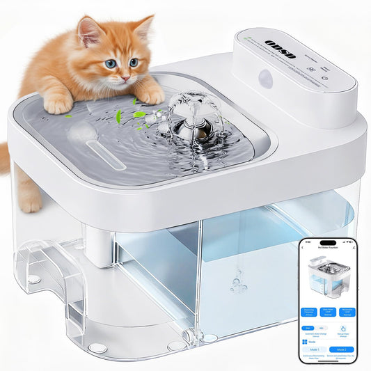 ODSD Cat Water Fountain, App Monitoring Wastewater Separation & No Filter Cotton, Pet Water Fountain with 101oz/3L Large Capacity Tank, Wireless Automatic Water Dispenser for Cats Indoor, 2.4G Wi-Fi