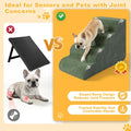 Olaivy Dog Stairs for Small Dogs 17.7" H, 4-Step Dog Ramp for Aged and Injured Dogs, Foam Pet Stairs for Cats to Get on Bed, Couch or Chair, Non-Slip, Steady, Washable Cover, Green