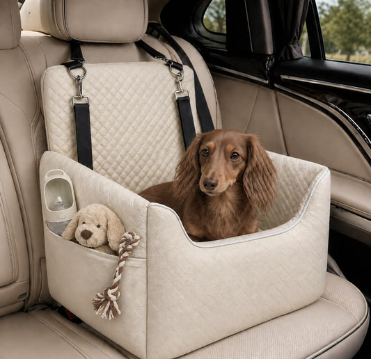 ALL GOOD PET SUPPLIES Dog Car Seat for Small/Medium Dogs Under 35lbs, Soft Booster Car Seat with Detachable Washable Cover and Cushion, Puppy Dog Car Bed