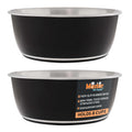 Master Pet Supply Stainless Steel Dog Bowls Set of 2 (64 Oz Each) with Non-Slip Rubber Base - Black Velvet - Basic Dog Food Bowl Water & Food Bowls for Small Medium Large Dogs & Cats, Metal Dish