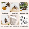 Turtle Fish Tank with Basking Platform and Bottom Drainage, 11.8" x 7" x 7.3" Aquatic Turtle Tank for Juvenile Turtle, C