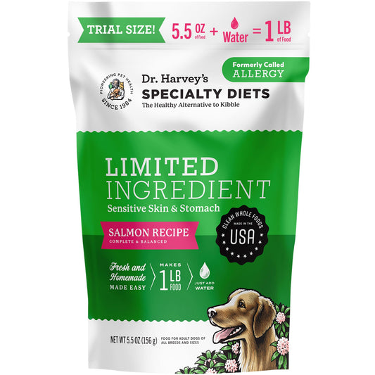 Dr. Harvey's Specialty Diet Limited Ingredient - Grain Free Dog Food for Dogs with Sensitivities - Salmon Recipe (Trial Size, 5.5 oz)
