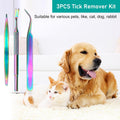 COITEK 3 in 1 Tick Remover Kit, Stainless Steel Tick Remover Tweezers Tools Set for Pet Dog, Cat, with Storage Box (Colorful)