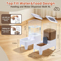 Automatic Cat Feeder and Water Dispenser Set, Top Fill Water&Food Gravity Feeder with Bowl,Easy to Hand-Washable,Elevate