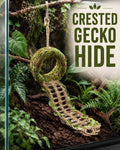 Crested Gecko Hide, Hanging Moss-Style Reptile Hideout with Rope Ladder, Crested Gecko Tank Accessories for Vertical Ter