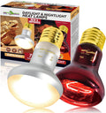 REPTI ZOO 75W Reptile Heat Lamp Bulb, 2PCS Day & Night Basking Spot Light Combo Pack Includes Infrared Heat Lamp and UVA