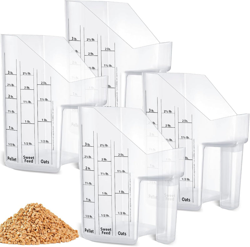 Uiifan 2 Pcs 3 Quart Horse Feed Scoop with Measurements for Farm, White