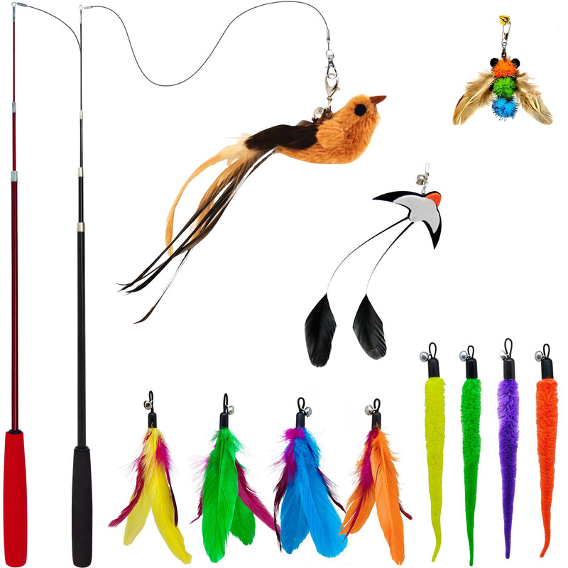 miwoowim Interactive Cat Wand Toy Set – 2 Retractable Wands (37