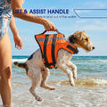 FUAMEY Small Dog Life Jacket with Lift Handle, Lightweight & Buoyancy for Puppy Doggy, Adjustable Dog Swim Vest with Reflective Strips, Orange, XS
