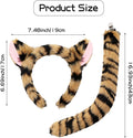 2Pcs Tiger Costume Set Tiger Ears Headband Tail for Adults Halloween Brown