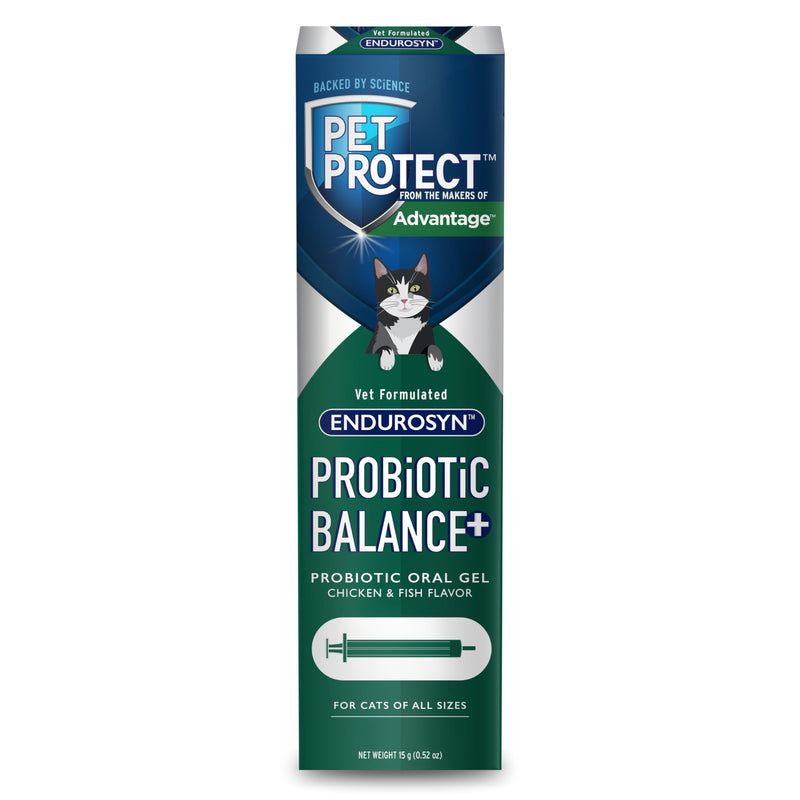 Pet Protect Cat Probiotic Balance+ Oral Gel, Vet-Formulated Endurosyn, Prebiotics & Probiotics for Cats, 3-Day Supply, Chicken & Fish Flavor (15g)
