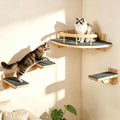 Cat Wall Shelves with 3 Perch Steps, Cat Wall Climber Furniture Up to 26lbs