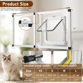 Full Glass Cat Door for Window,32"-37" Adjustable Width,1-Min Install | 4 Locking Modes,Aluminum Frame,HD Glass,Magnetic