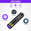 UV Flashlight Black Lights Wood’s Lamp Powerful Mini Portable, LED 395nm USB Rechargeable Ultraviolet Blacklight Flashli