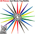 CATENESS Cat Worm Toy Refills, 20 Pieces Cat Wand Attachments Worms Toy for Indoor Cats (A)
