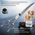 Fenice Totem Dog Grooming Scissors: 7 inch Pet Curved Shears Made Of Japanese 9CR Advanced Stainless Steel Professional Grooming Scissors for Dogs Cats and Other Pets
