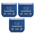 BLOTMS 3-Packs Detachable Ceramic Blade Kit for Pet Clippers with Size 10 - Cut Length 1.5mm (1/16"),Compatible with Andis,Oster A5,Wahl KM10 Clippers & Similar Models (Blue)